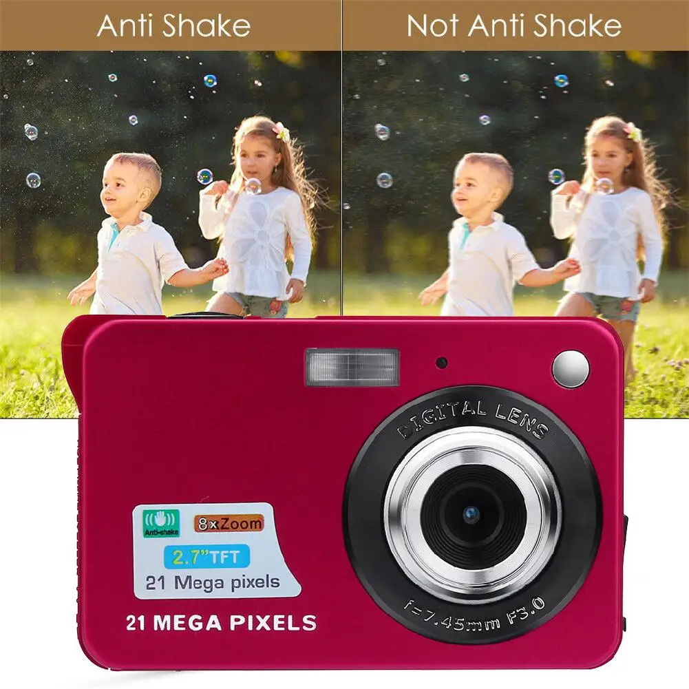 

BEESCLOVER Digital Camera 2.7HD Screen21MP Anti-Shake Face Detection Camcorder Digital Camera 8X digital zoom with Battery r60