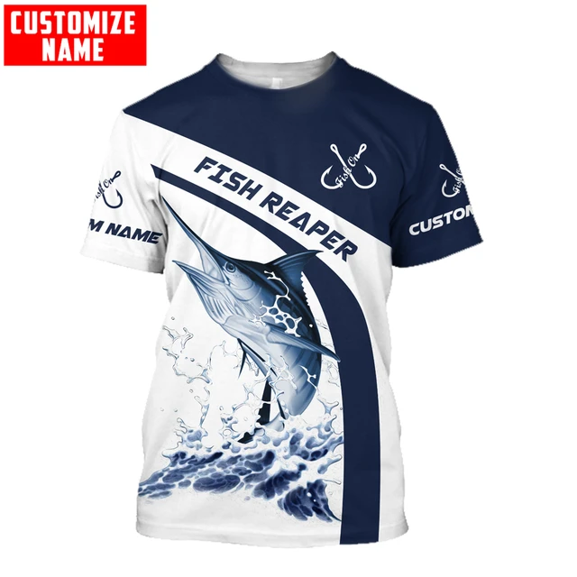 Custom Name Marlin fishing 3D Printing Mens t shirt Cool Summer