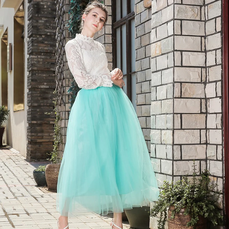Full Length Tutu Tulle Skirt with Stretch Waistband Bridesmaid Princess  Skirt Adult Petticoat 4 Layer 100cm Floor-Length Skirts