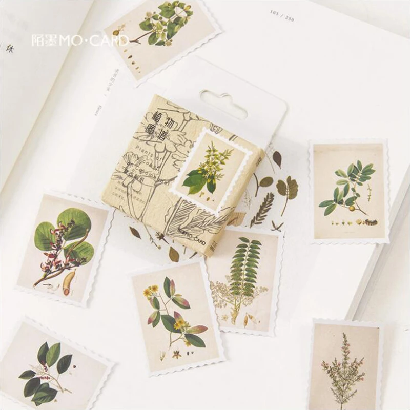 

45Pcs/Pack Plant Map Pattern Sticky Stickers Decoracion Boxed Scrapbooking DIY Office Stationery School Supplies