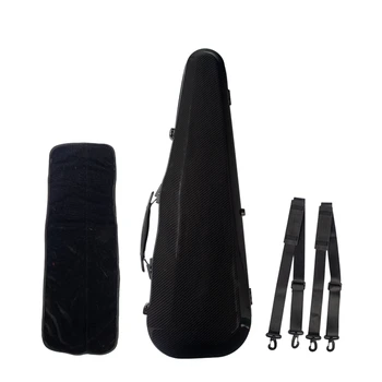 

New 4/4 Full Size Violin Hard Case Complex Carbon Fiber Material Built-In Hygrometer Black with Carry Handle Straps