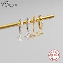 CANNER, маленькие серьги-кольца для женщин, Золотая Звезда, серьги-кольца, 925 пробы, серебряные, круглые серьги, корейские ювелирные изделия, вечерние, подарок