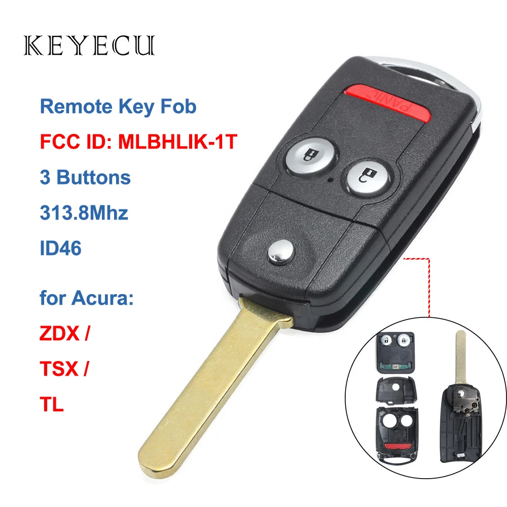 Запасная деталь Keyecu 3 кнопки 313 8 МГц ID46 для Acura ZDX TSX TL 2009 2010 2011 2012 14 идентификатор FCC: