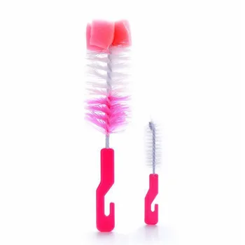 

2pcs/set Baby Bottle Brushes Nipple Brush Feeding bottle brush 360-degree Rotating Head Cleaning Sponge Head Kit
