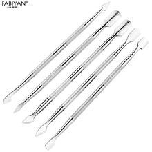 Дизайн ногтей омертвевшей кожи Толкатель для кутикулы удалитель двухсторонняя нажимная ложка для пальцев металлические наконечники Маникюр Педикюр Уход из нержавеющей стали