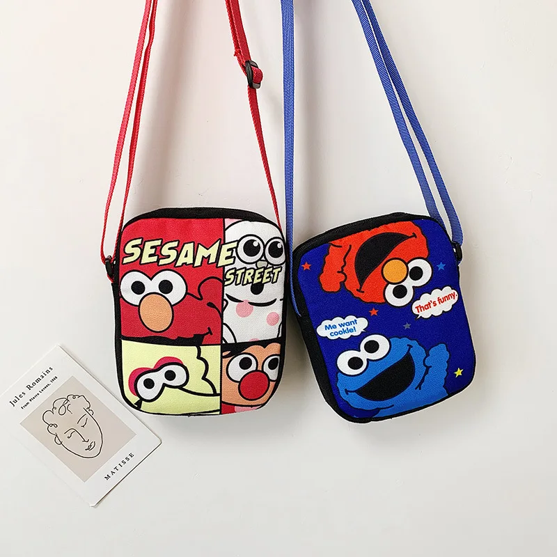 

2019 Fashion INS Wind Sesame Street Canvas Bag Korean-style Trend Square Sling Bag Crossbody Bag Students Bag
