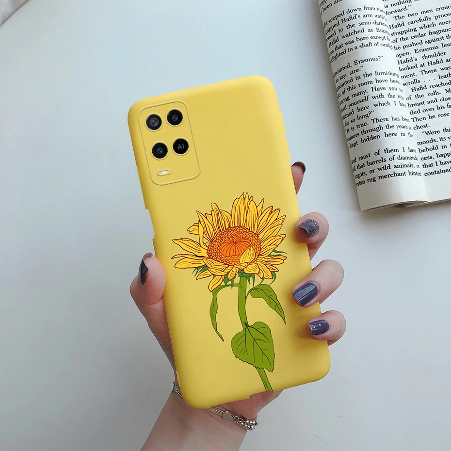 For OPPO A54 A 54 2021 Case Flower Silicon Phone Cover For OPPOA54 CPH2239 CPH2195 A 54 5G Shockproof Soft Bumper 6.5" Cute Case