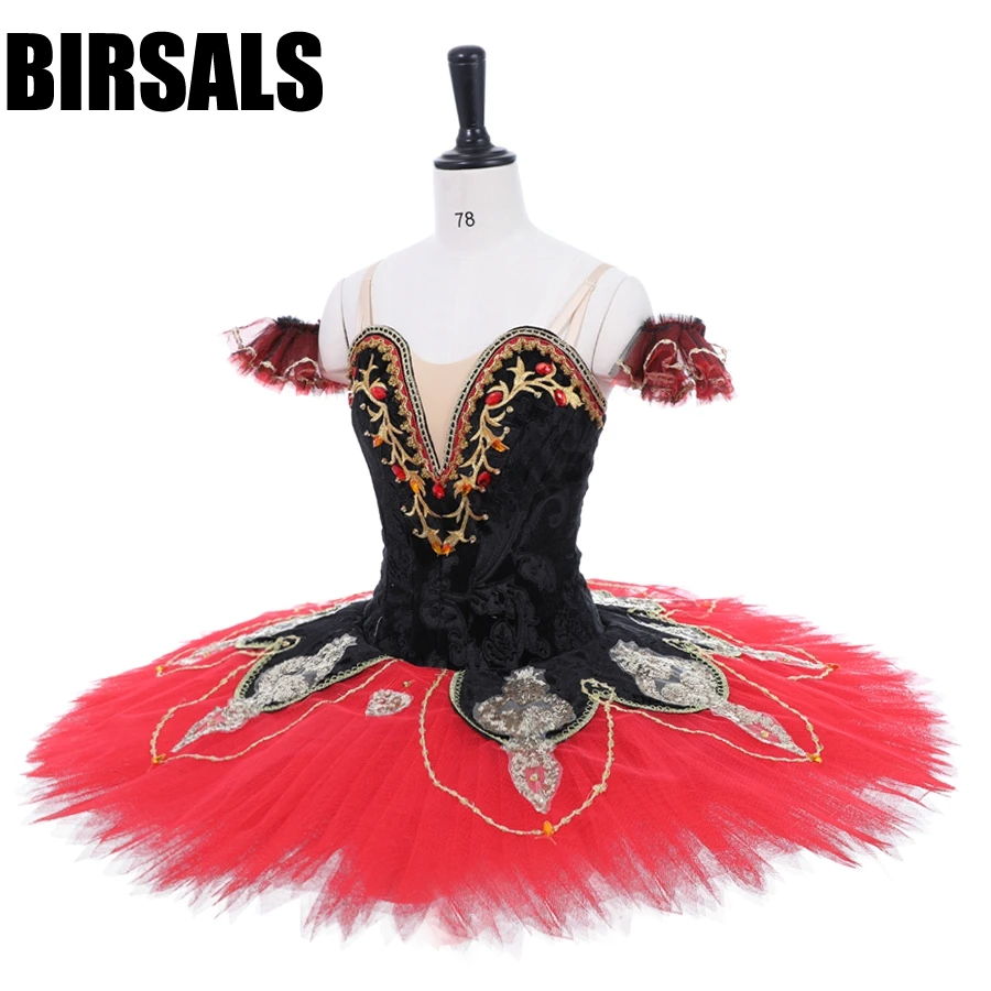 Professional Ballet Tutu Black  Red Adult Costume Tutus Women Professional Tutus Kids Pancake Tutus for Competitions BT9091A