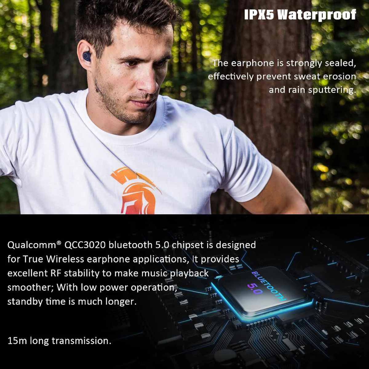 LEORY A1 TWS HD наушники, беспроводные bluetooth 5,0, Беспроводная игровая стереогарнитура, спортивные наушники для телефона с сенсорным управлением, Универсальные наушники