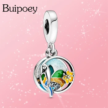 

Buipoey 2Pcs Brazil Psittacidae Pendant Beaded Tropical Riverbank Charm Fit Brands Bracelet Necklace Original Jewelry Accessory