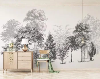 

CJSIR Custom Wallpaper Modern Minimalistic Black and White Sketch Style Abstract Woods TV Background Wall Mural 3d Wallpaper