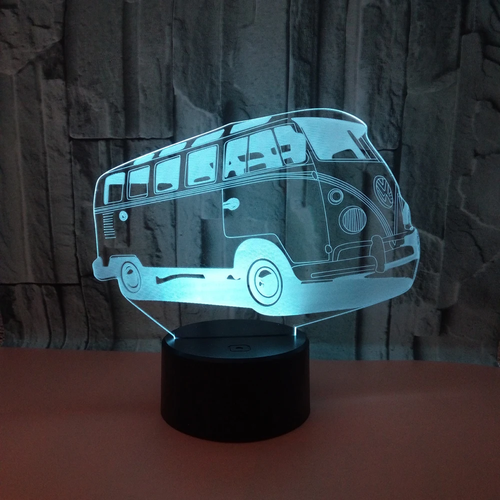 

3d Optical Baby Led Night Light Lamp School Bus for Kids Children's Room Decor Nightlight Rgb Touch Sensor Desk 3d Lamp Gift