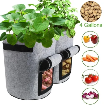 

4 Gallon Root Plant Growing Bag Vegetable Potato Pot Aeration Basket Side Window