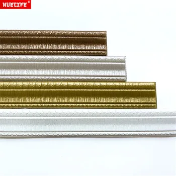 

Flash gold self-adhesive stereo wall stickers lines European TV background wall border decorative waist skirting line stickers