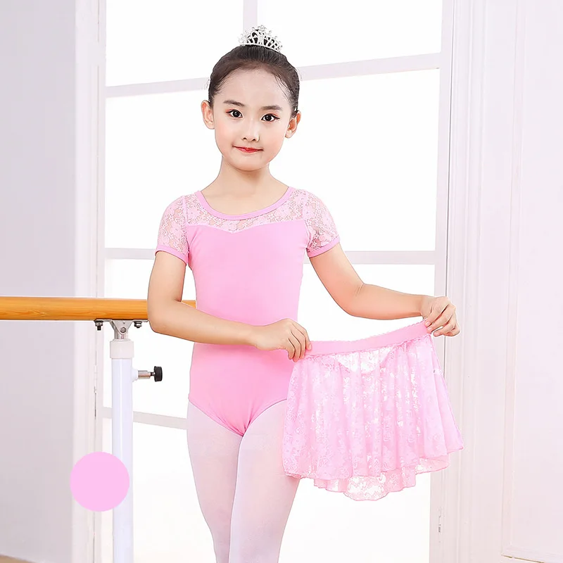 pink set Детские хлопковые кружевные костюмы для балета, гимнастики, трико с юбкой для девочек, костюмы для танцев, Одежда для танцев - Цвет: pink set