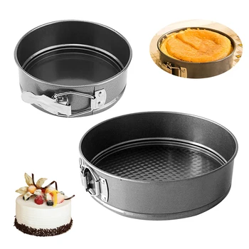 

12/16/20/24CM Baking Inser Round Baking Mold Carbon Steel Bulge Non-stick Cake Live Bottom Pull Buckle Detachable Tray Cake Tool