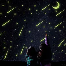 Супер яркие метеоритный душ светящиеся наклейки спальни гостиной наклейки на стену детская комната мультфильм флуоресцентный St