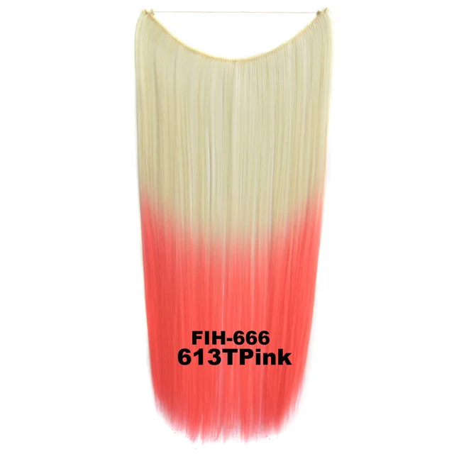 24inch 50grams 100grams Synthetic Hair Extension Gradual Color Brown Gray Blonde String Halo Hairpieces Extensions 50g-613TPink