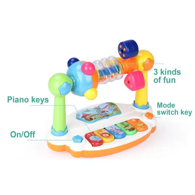Children Baby Rotating Music Piano with Light Sound Educational Toy Kids Gift Animals Sounding Keyboard Baby Playing Type Musica 5