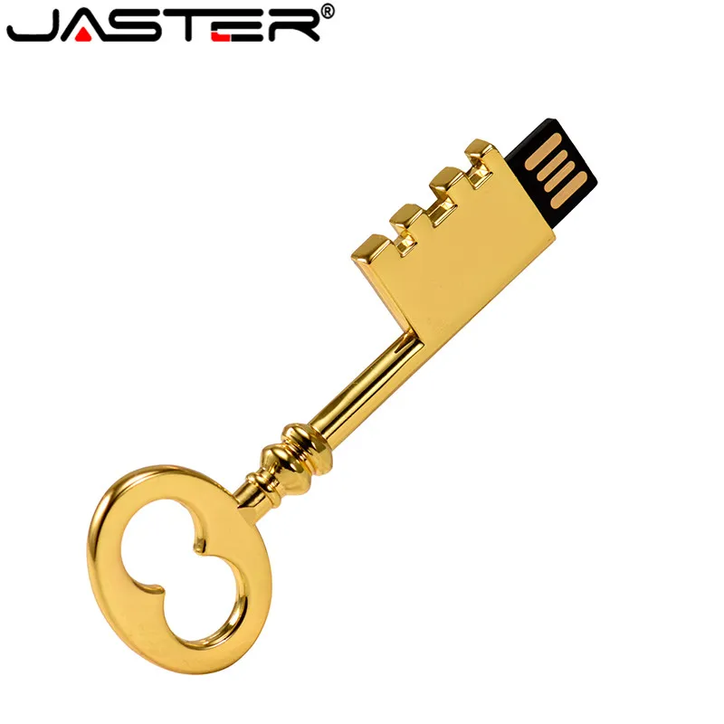 Jaster Creative Gold Key Usb 2.0 Usb Flash Drive Pendrive 4Gb 8Gb 16Gb 32Gb 64Gb Memory Stick Regali