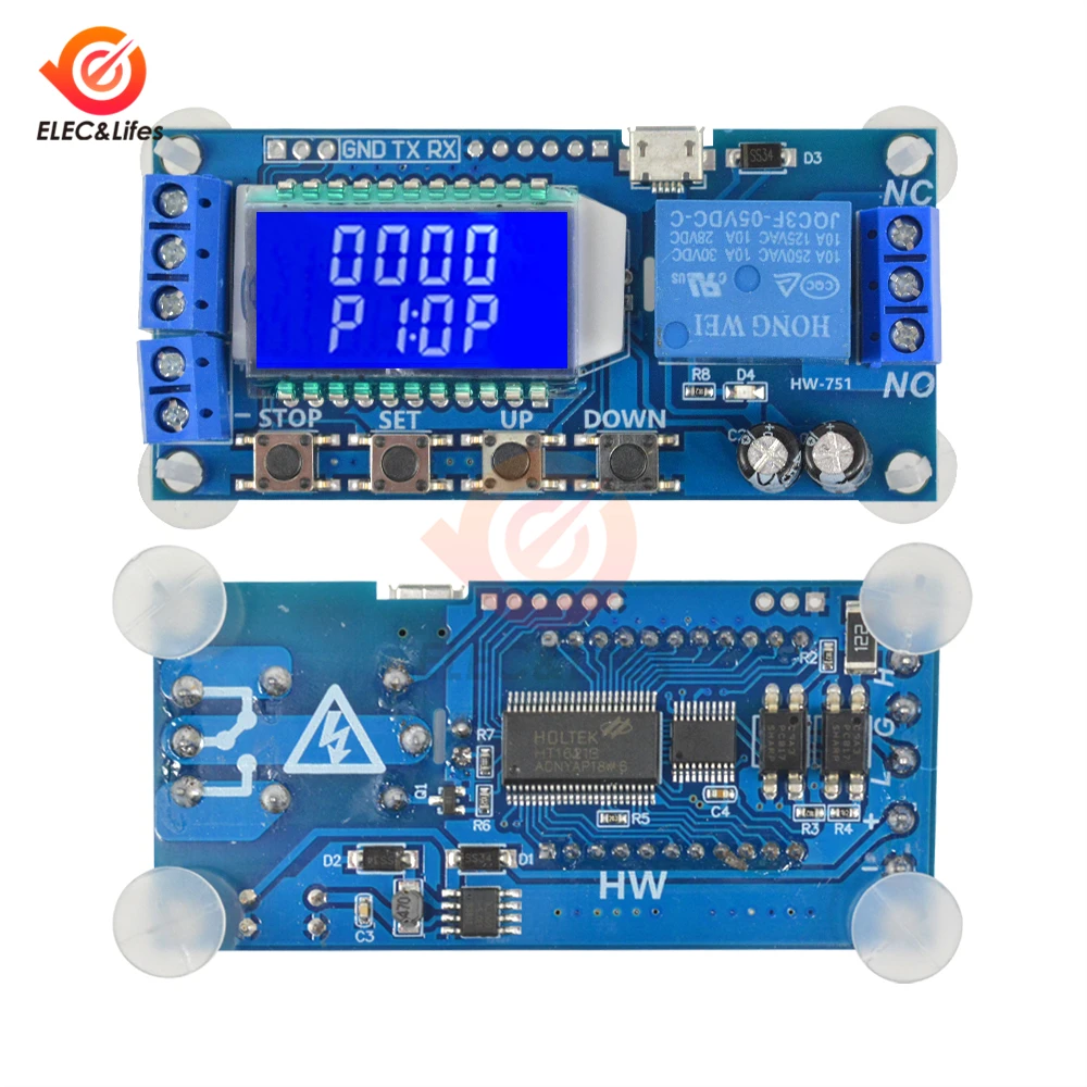 Цифровой ЖК-дисплей реле задержки времени модуль постоянного тока 6-30 в 10 а высокий и низкий уровень триггера Переключатель 1 способ цикла задержки синхронизации релейный модуль
