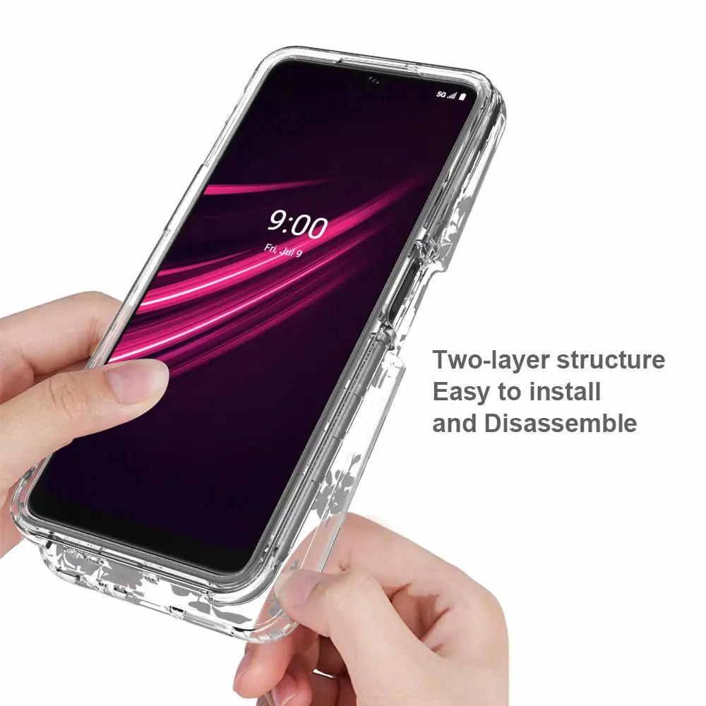 Case for T-Mobile REVVL V+ 5G Hard PC Bumper + Soft TPU Full Protective 2  in 1 Clear Fancy Flower Skin Back Phone Cover REVVL V+ - AliExpress