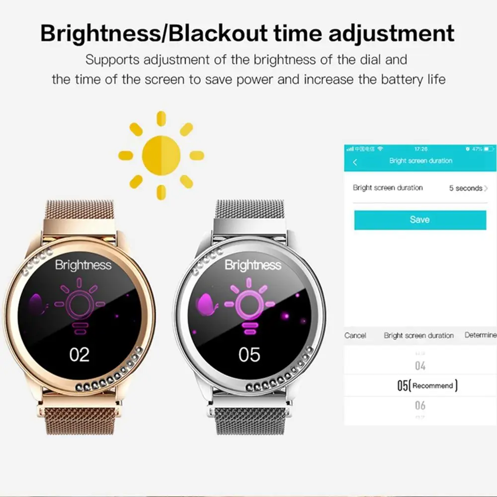 Femperna Smart Watch Women Waterproof Heart Rate Blood Pressure Monitor Smart Watches Women Ladies Christmas Gift Bracelet