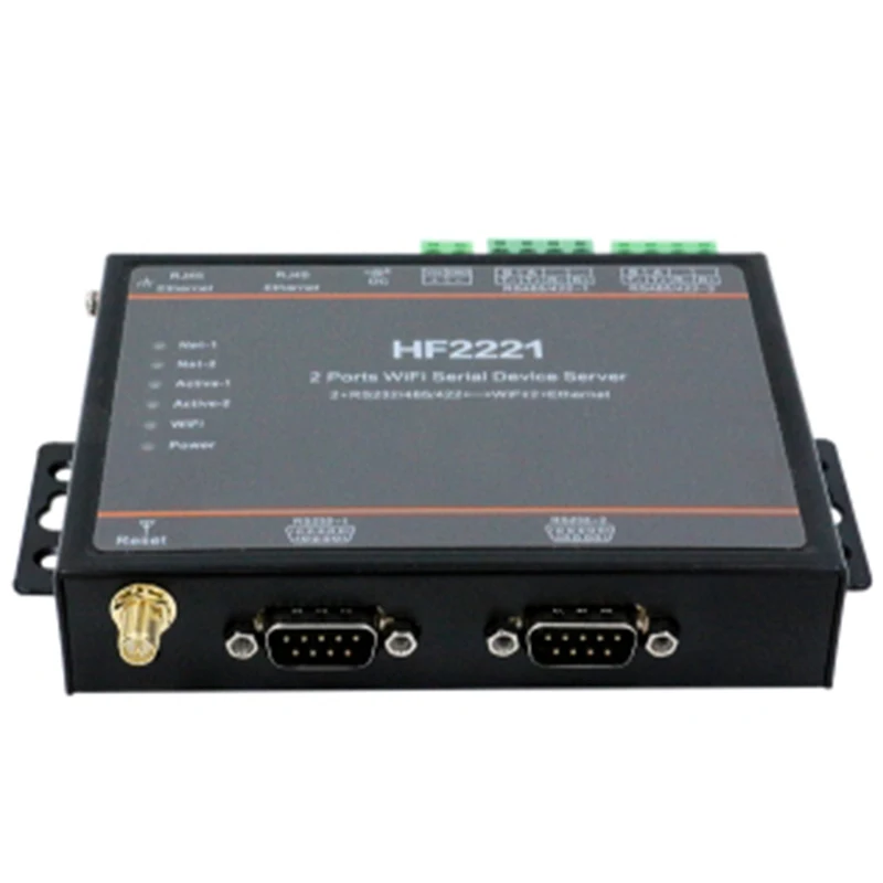 HF2221 2 порта Wifi сервер последовательного устройства RS232/RS422/RS485 для Ethernet/WI-FI последовательный сервер F22500(ЕС Plug