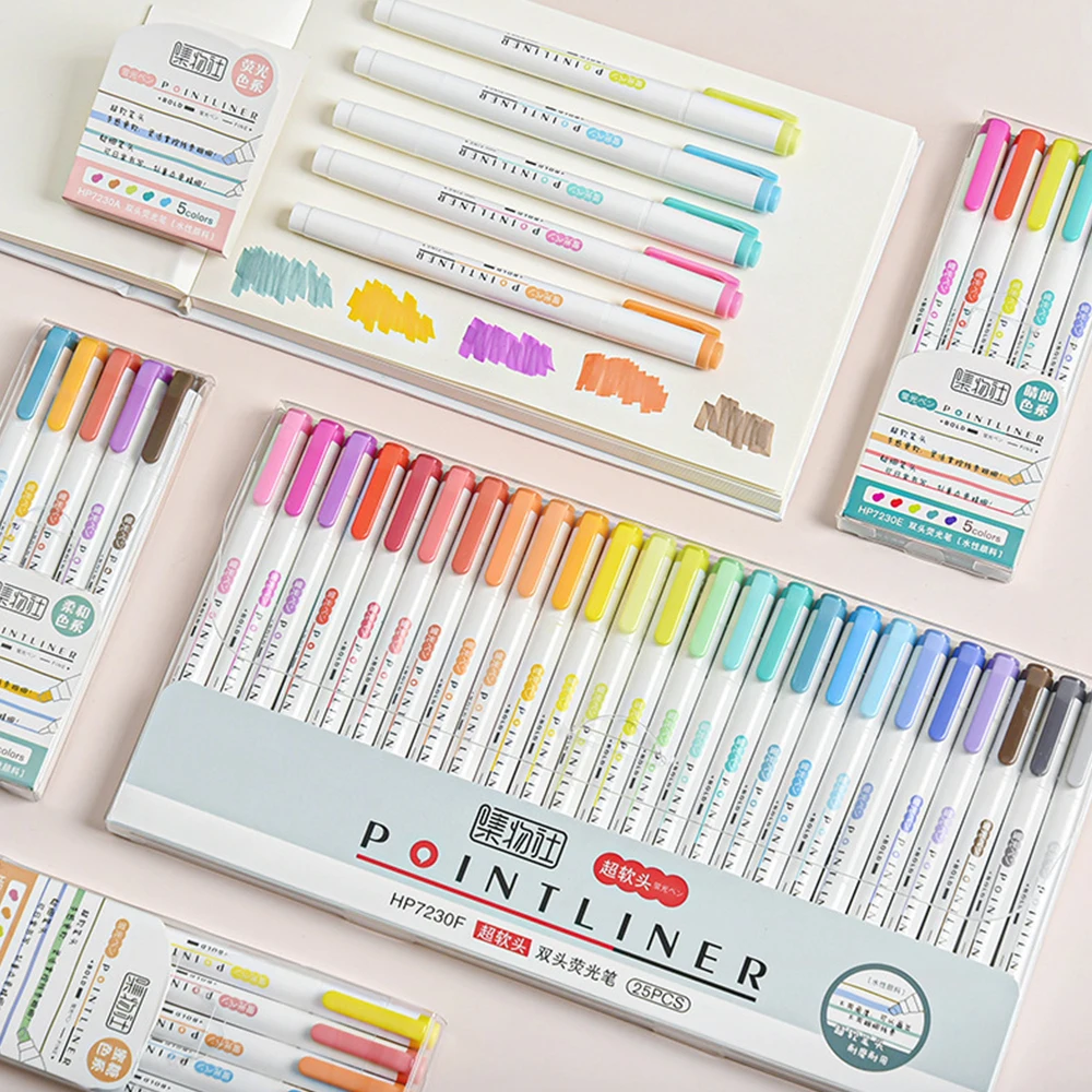 

Highlighter Student Stationery 25 Colors Plastic Multifunctional Colour Pencil Professional School Supplies Artist