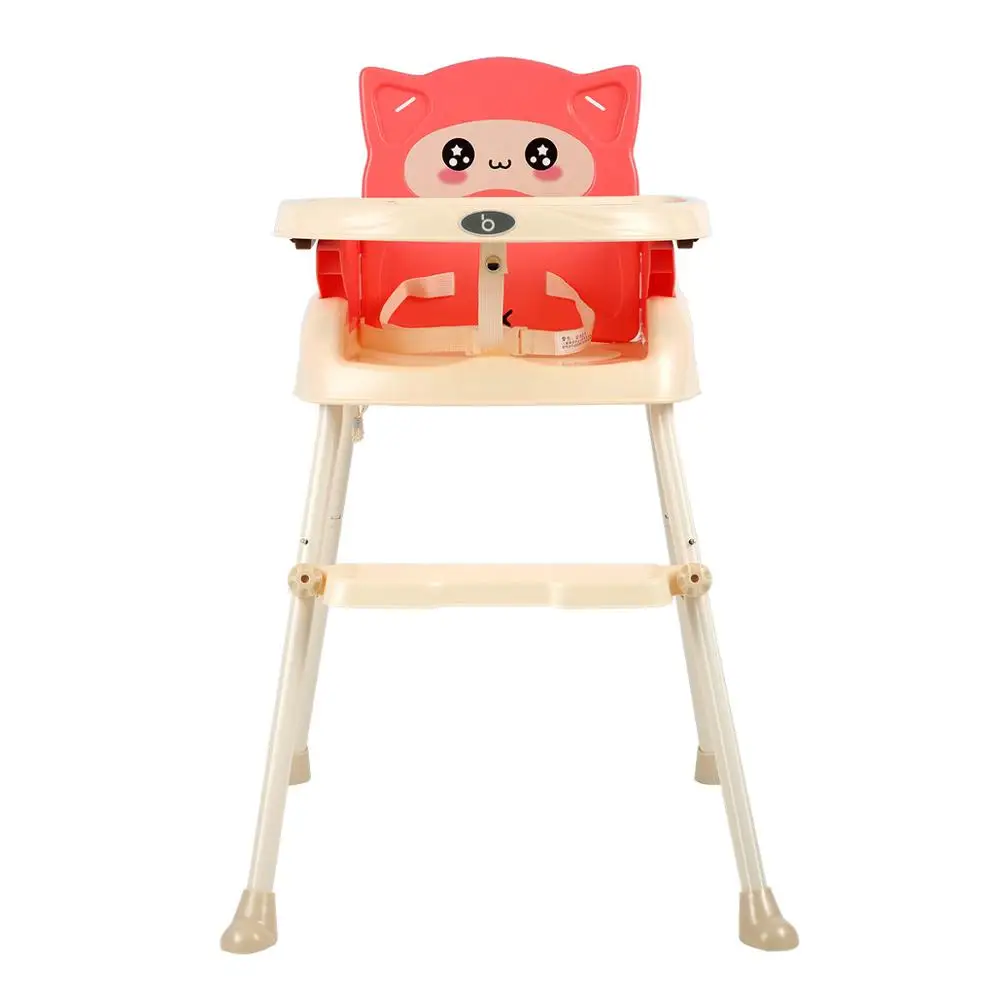 3-in-1Portable Children's Dining Chair Lightweight Adjustable Folding Baby Eating Dinette Baby Seat Baby Feeding Chair Highchair - Цвет: Coral pink