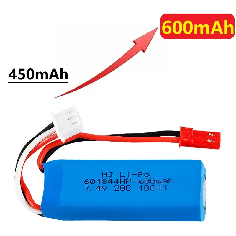 7 4 в 600 мАч 20C Lipo батарея для WLtoys K969 K979 K989 K999 P929 P939 RC автозапчасти 2s В шт./лот|Детали и