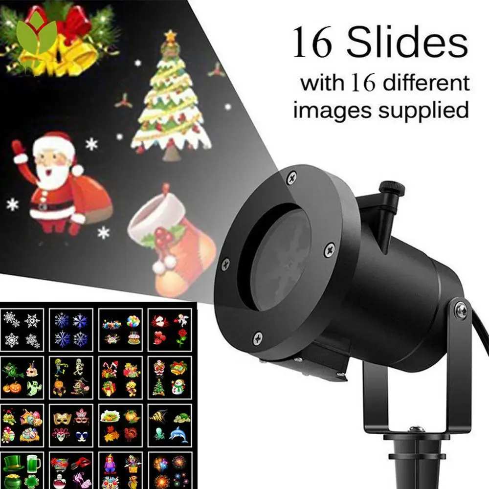 

Party 16 Patterns Christmas Snowflake Outdoor LED Projector Xmas Home Party Decor LED Laser Fairy Projector Christmas Light Gift