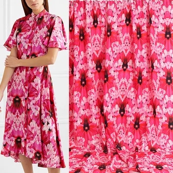 

100X145cm Phalaenopsis Diamond Cotton or Imitation Double crepe Fabric For Woman Summer Dress Blouse Tissu Tela Хлопок материал