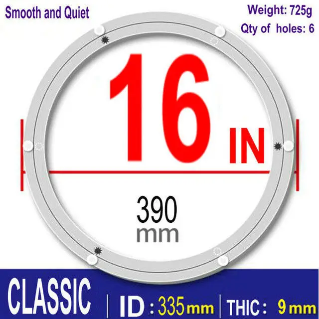 HQ 4-40INCH CLASSIC Thicken Aluminium Alloy Swivel Plate Lazy Susan Turntable Dining Table Swivel Plate for Kitchen Furniture 16INCH 39CM OD