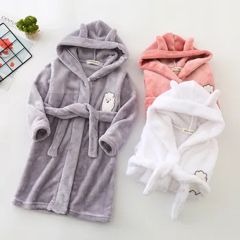 

2020 Toddler Kids Boy Girl winter Cartoon Hooded Flannel Bathrobe Towel Night-Gown Sleepwear Children's winter thick bathrobe
