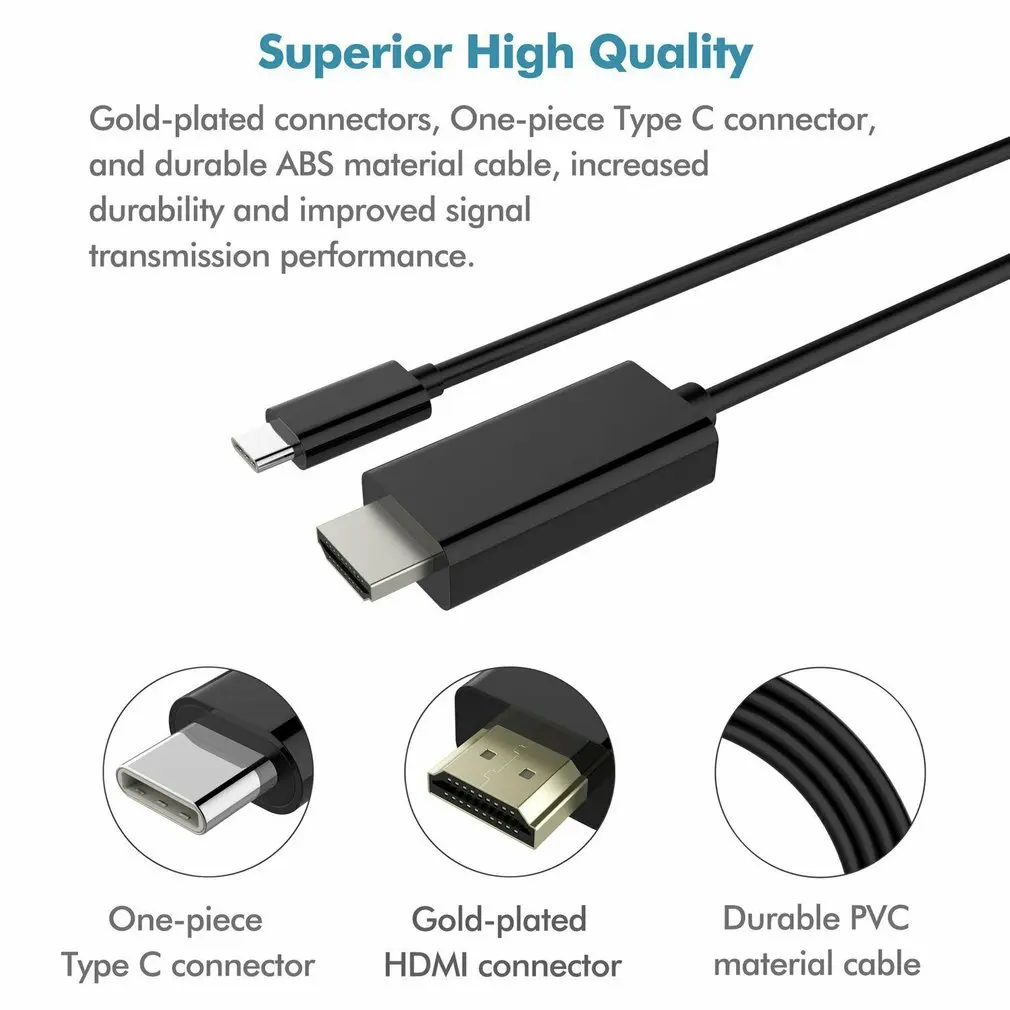 1,8 метров USB 3,1 type C к HDMI 4K 60 Гц 6,6 футов кабель для samsung S10 S9 USB-C к HDMI HDTV 4K кабель