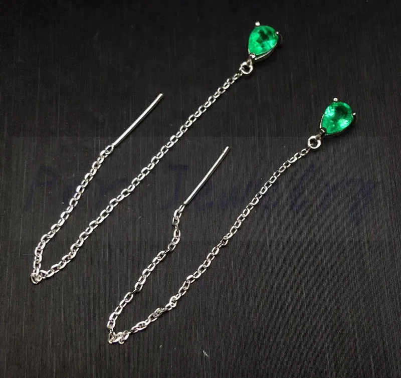 Натуральные серьги с изумрудом,, Стерлинговое Серебро 925 пробы, 0.4ct* 2шт, драгоценный камень, ювелирные украшения# R982810