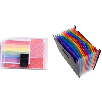 

2 Pcs Folder: 1 Pcs 12 Pockets Expanding Files Folder/ A4 Expandable File Organizer/ Portable Accordion Organizer & 1 Pcs 13 Poc