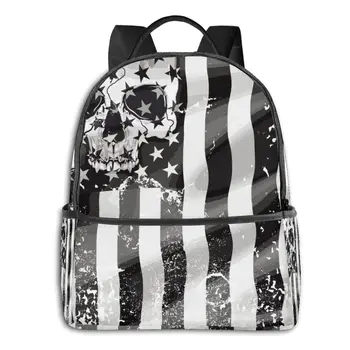 

Classical Simple Women Men canvas Backpacks School bag for teenagers Girls BoyBlack Flag With Skull Laptop Back pack travel bag