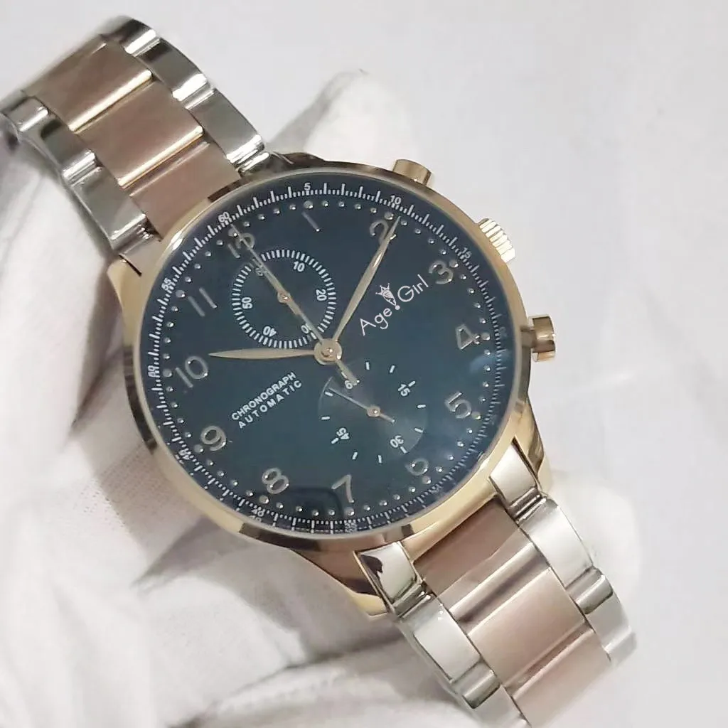 

Famous Brand New Chronograph Men Pilot PORTUGIESER Sapphire Silver Rose Gold Black Special Edition Stainless Steel Sport Watch