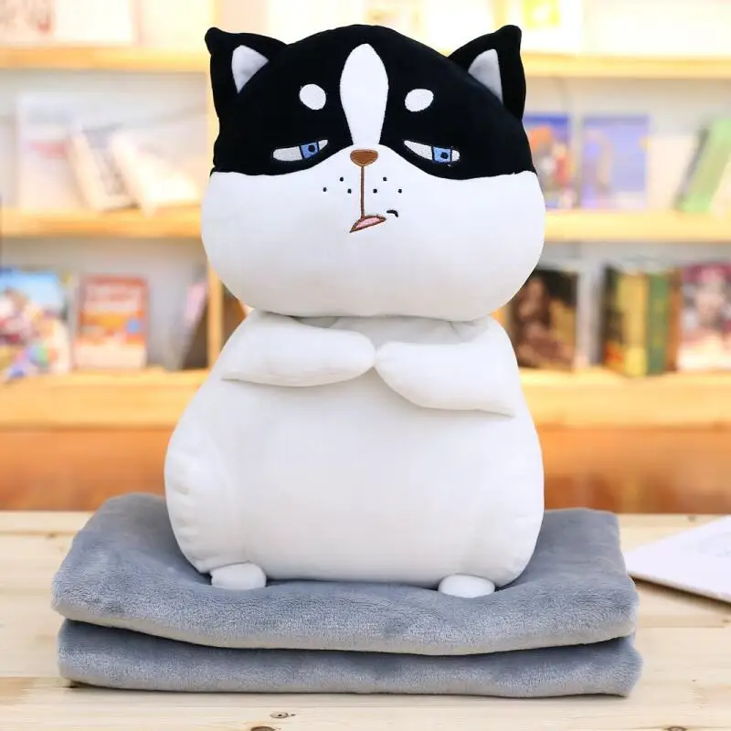 Super Soft Cat Dog with Blanket Sleeping Baby Soft Lovely Stuffed Animal Pillow Kids Gift for Girl Plush Doll Toy