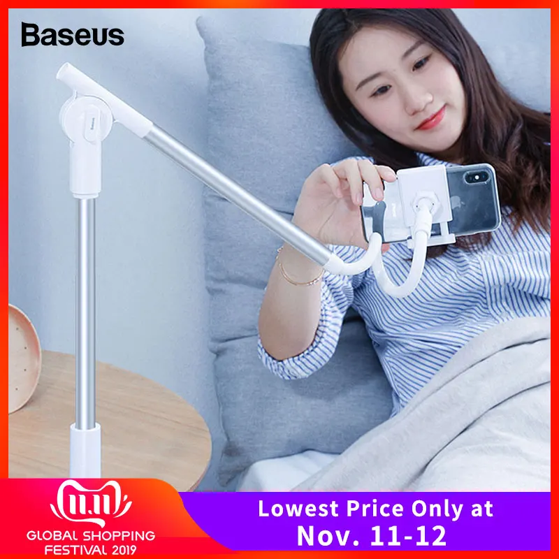 Online Baseus 360 Rotierenden Flexible Lange Arm Faul Telefon Halter Einstellbare Desktop Bett Tablet Clip Für iPhone Xiaomi Handy Halter
