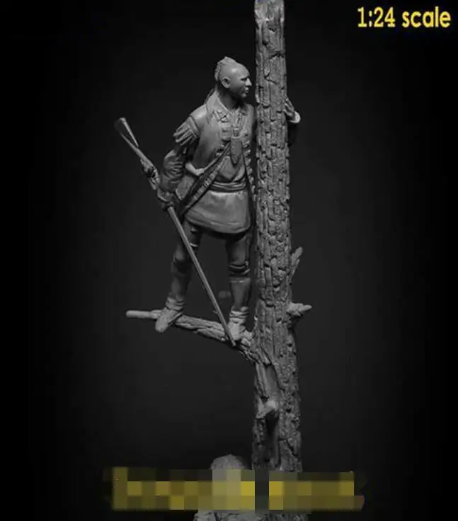 

1/24 75mm ancient warrior stand with tree Resin figure Model kits Miniature gk Unassembly Unpainted