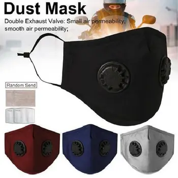 

PM2.5 Universal Anti pollution Dust-proof Anti-fog Filter Pad Haze Pollution with Double Breathing Valve Mouth Mask