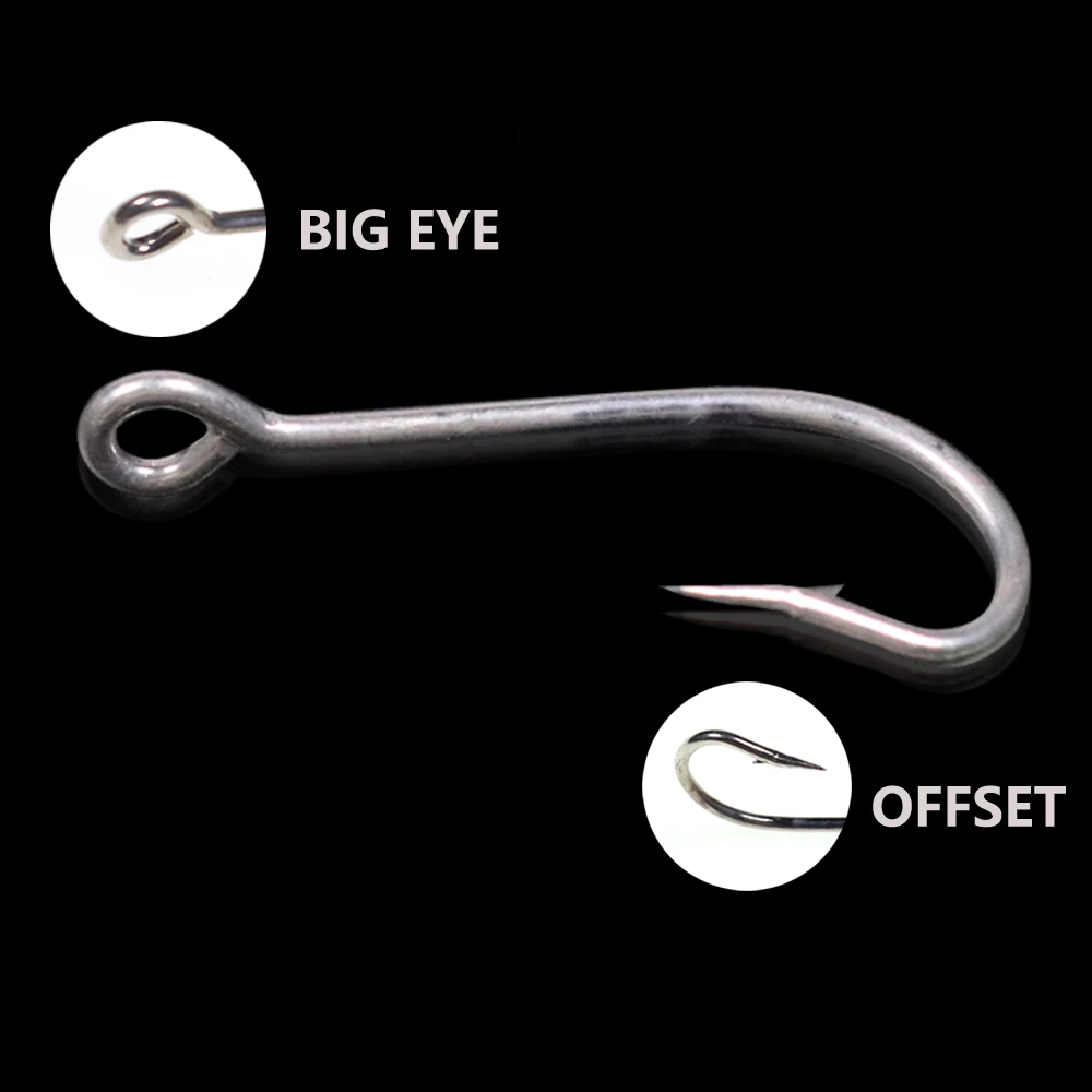 100PCS Saltwater Fishing High Carbon Steel Offset Hooks Kirby Sea With  Ringed Hook Barbed Anti-rust #1 - #20