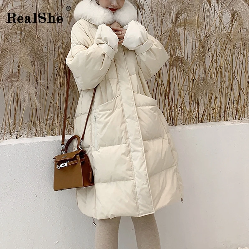 RealShe, Длинная женская куртка с капюшоном, длинный рукав, зимняя женская парка, куртка, осенняя, повседневная, элегантная, однотонная, с карманами, теплое шерстяное пальто, Femme