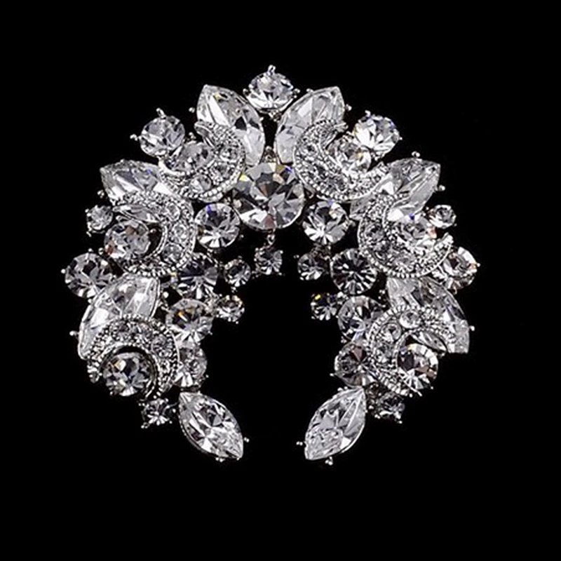 Винтажные серебристый прозрачный со стразами с украшением в виде кристаллов