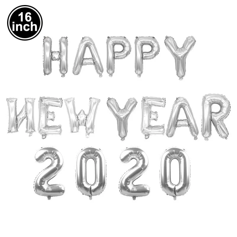 HNY 20 Silver Счастливый год золото/ленточная фольга надувные буквы Год Вечерние Декор Navidad счастливый Рождественский шар украшение - Цвет: HNY 20 Silver