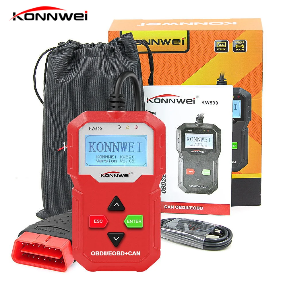 OBD диагностический инструмент KONNWEI KW590 автомобильный считыватель кодов автомобильный OBD2 сканер Поддержка мультибрендовых автомобилей и языков лучше AD310
