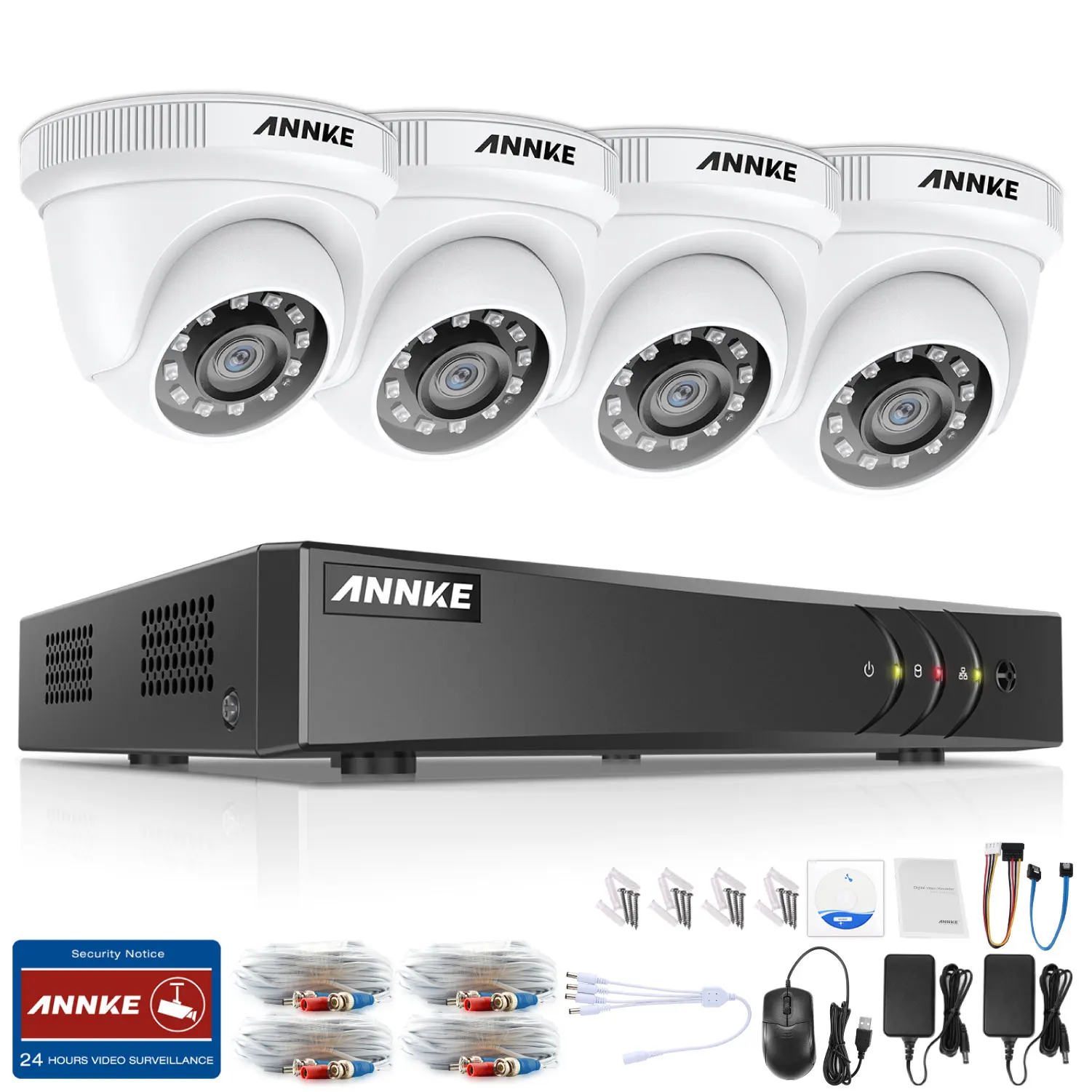 ANNKE 8CH 1080P Lite домашняя видео система безопасности H.264+ 5в1 1080N DVR 4X8X1080 P умная ИК купольная уличная Водонепроницаемая CCTV Камера - Цвет: 4pcs cameras